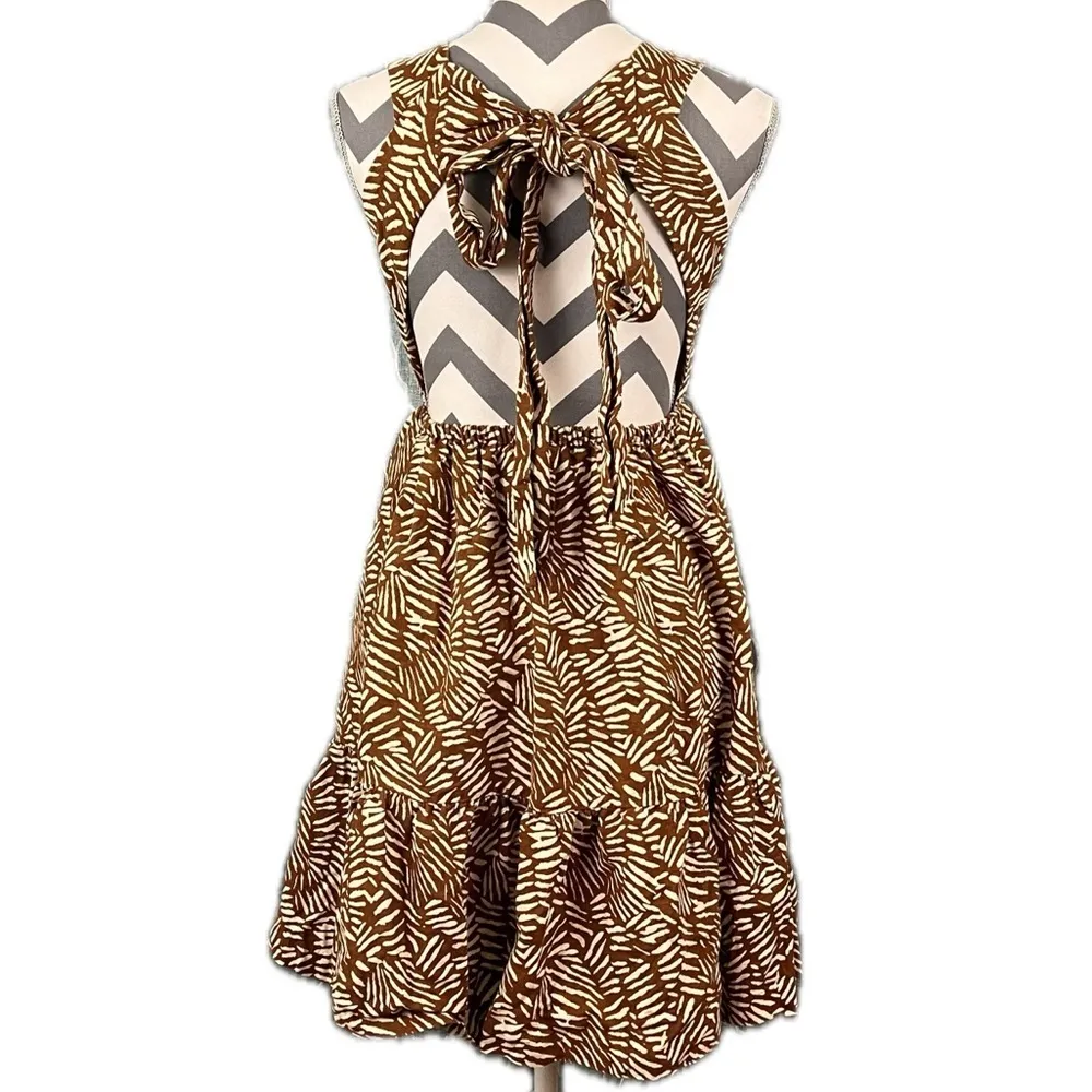 House of Harlow Linen Brown Palm Mini Dress - Size S - Image 6