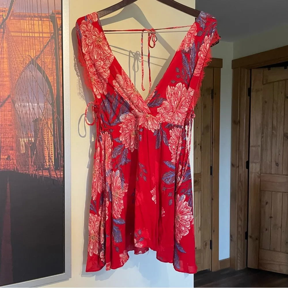 Free People Intimately Floral Open Back Bohemian Festival Mini Dress Small - Image 6