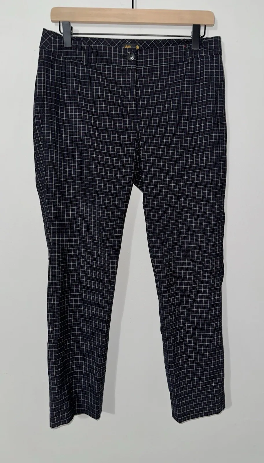 L.L.Bean Signature Cropped Plaid Trousers Wool Blend Stretch Windowpane Size 6P Gray - Image 1
