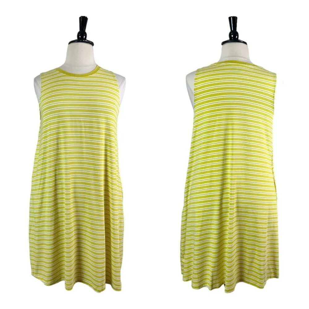 Time and Tru Tee Shirt Dress Swing Sleeveless Pockets Yellow New Women’s Size XL - Image 11