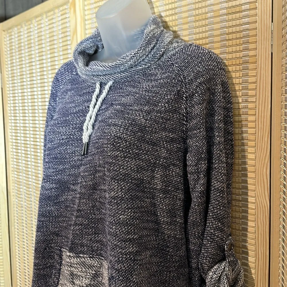 Kensie Performance Drawstring Cowlneck Half Sleeve Sweater Kangaroo Pocket Small - Image 5