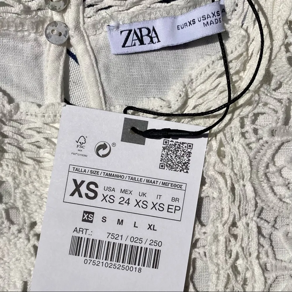 NWT Zara Combination Top Lace Contrast Linen - Image 10