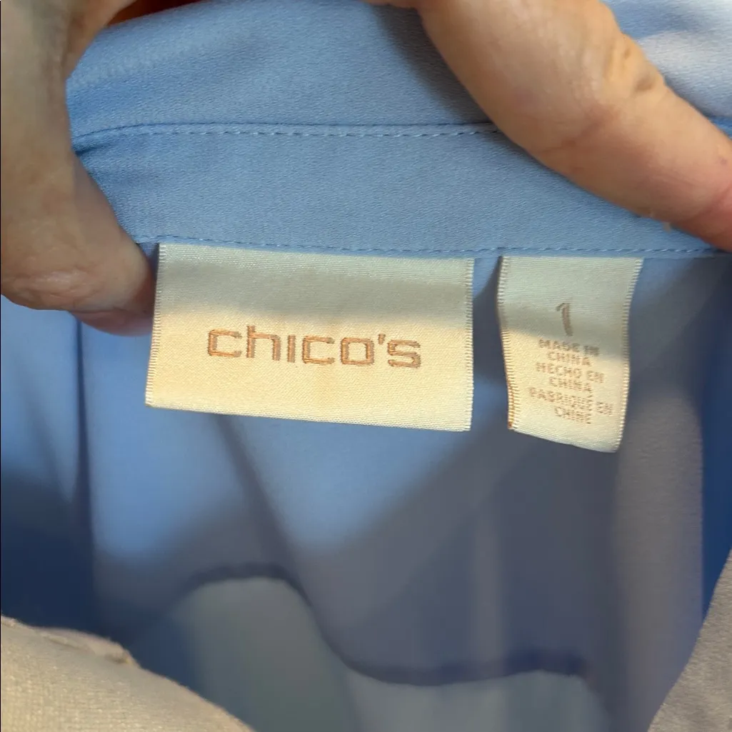 Chico's Light Blue Blouse Button Up Chico's Size 1 - Image 6