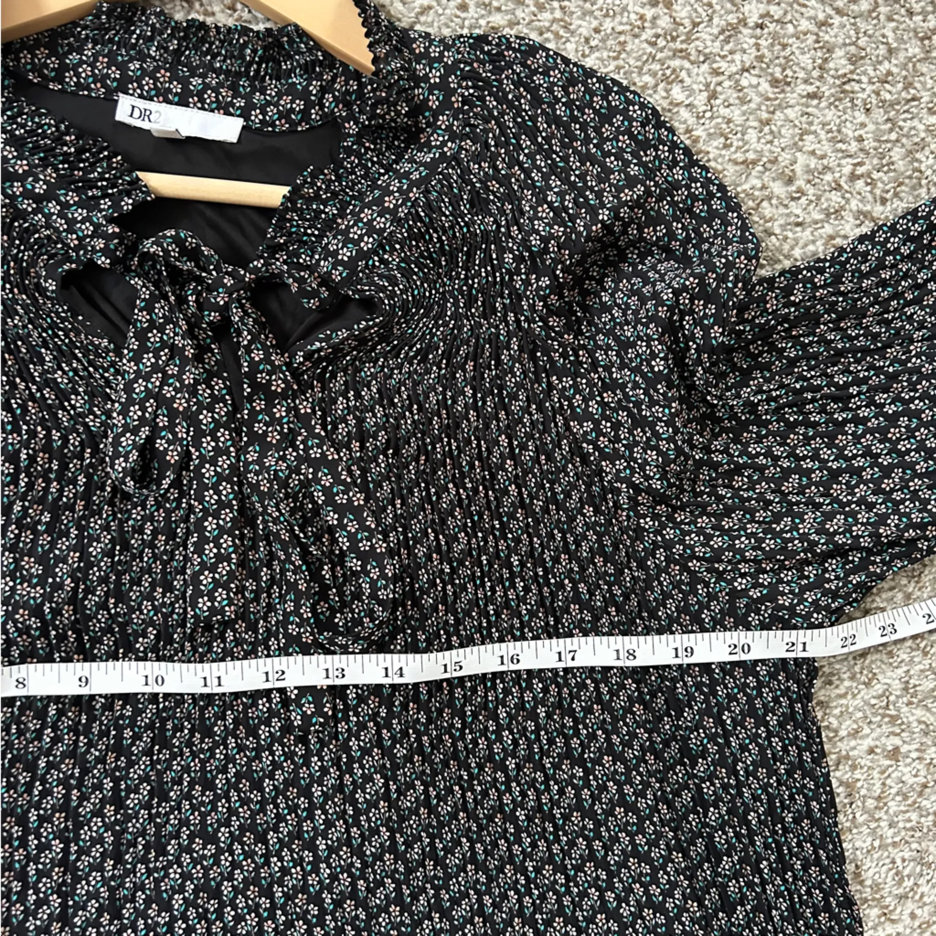 DR2 Black Pink Floral Long Sleeve Dress Comfy Casual Fall XL - Image 5