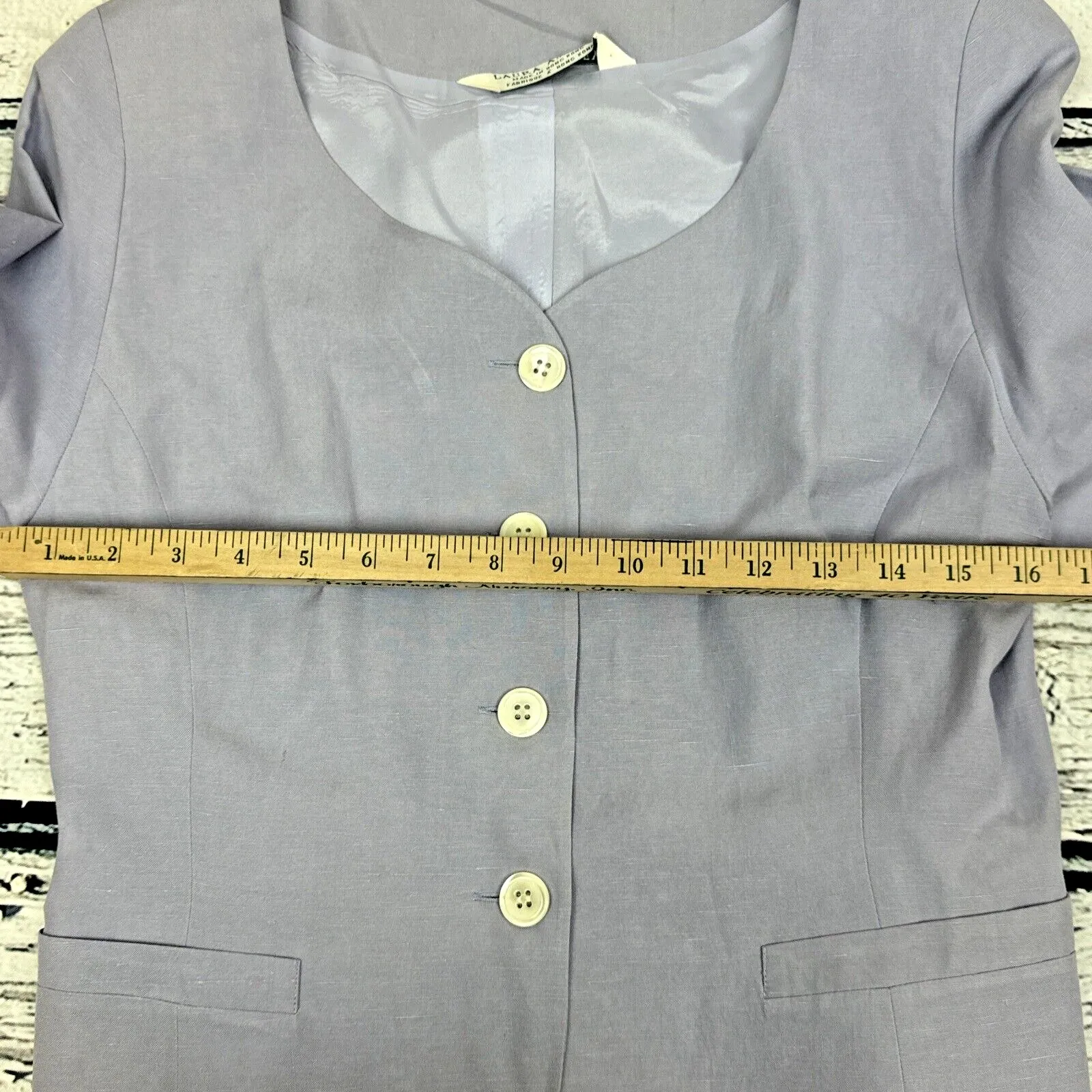 Laura Ashley Periwinkle Silk Linen‎ Blend Button Down Blazer [Size 8] - Image 4