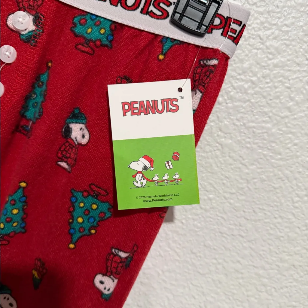 Peanuts Red Pajama Bottoms with Snoopy and Tree Print - Image 3