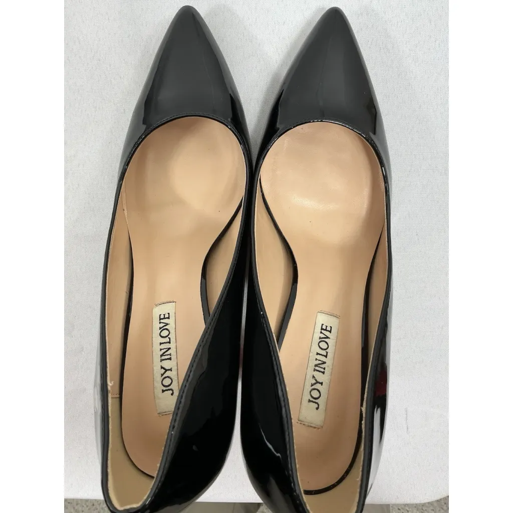 Womans Joy In Love Slipon Pumps 9.5 Stacked Heel Pointed Toe Black - Image 6