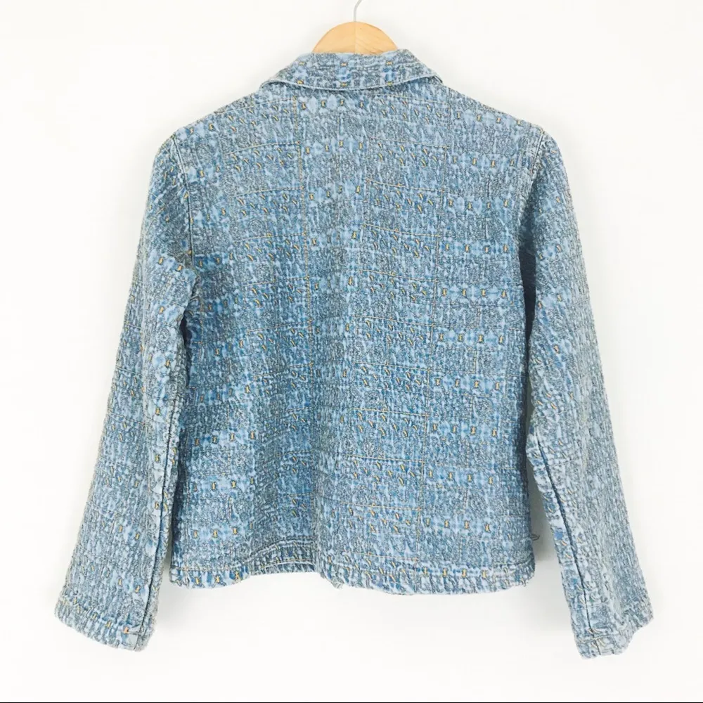 Color Me Cotton Embroidered Denim Jacket | Size S Blue - Image 12
