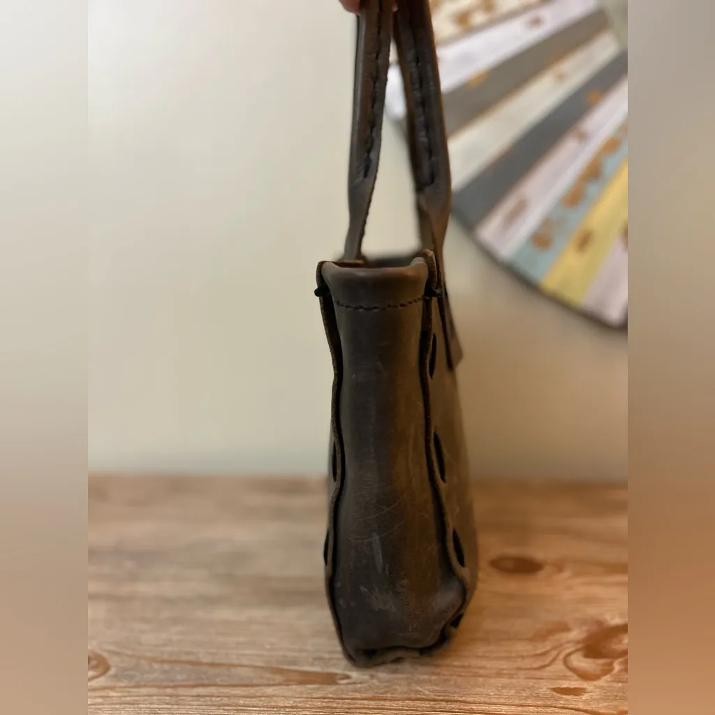 Rustic Handmade Leather Tote Bag – Dark Brown, Hand-Stitched, Artisan Style - Image 7