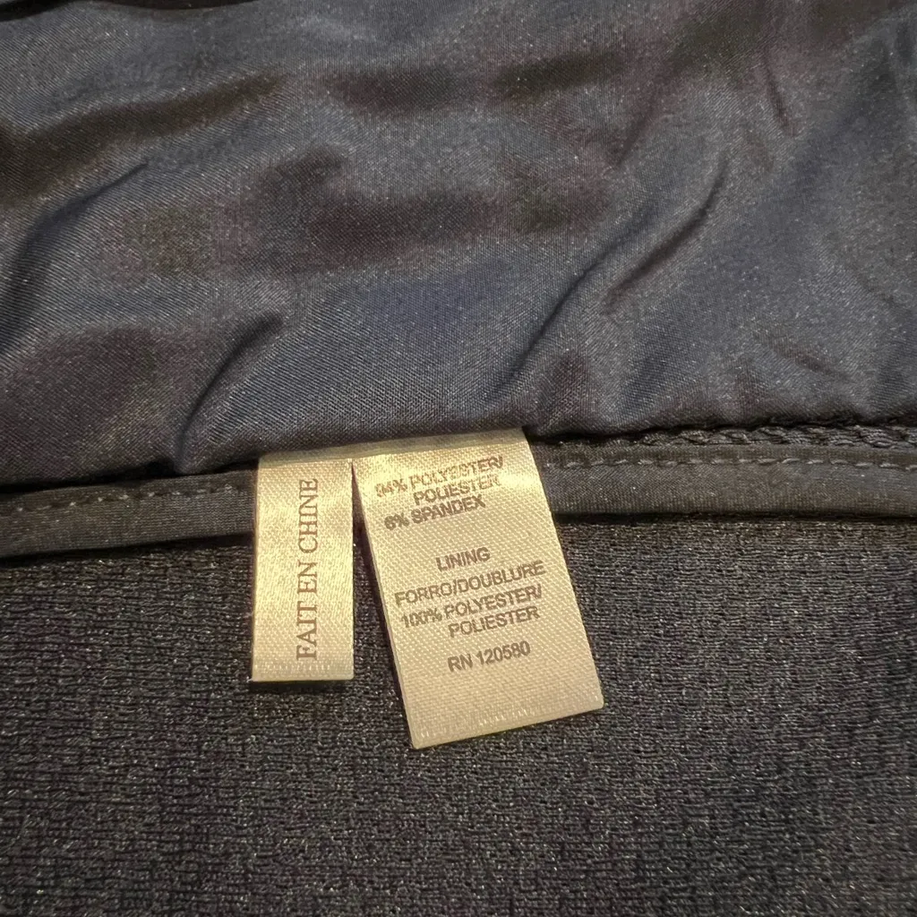 Amanda + Chelsea Women’s Navy Blue Textured Blazer Jacket Ruche Sleeves Size 6 - Image 4