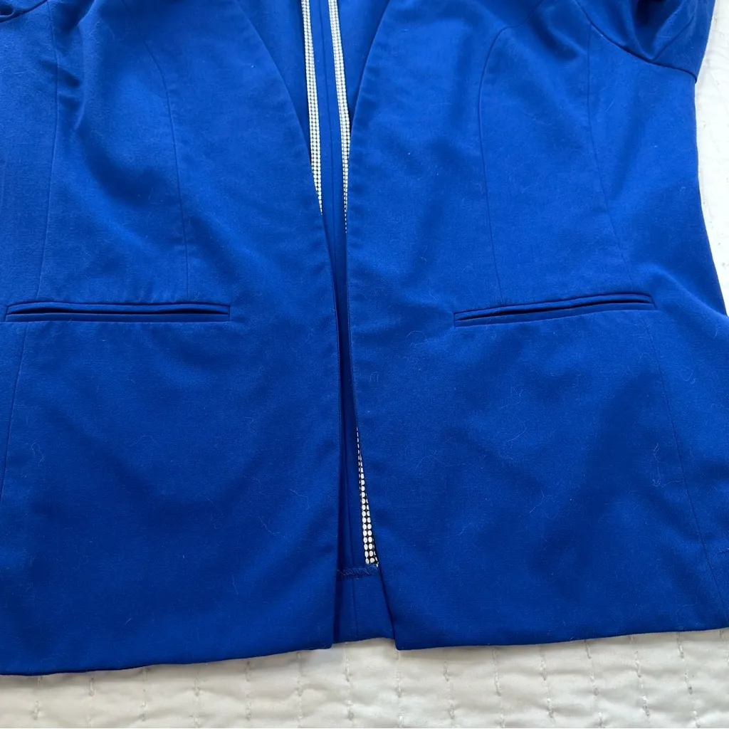 Elegant Royal Blue Women's Blazer 3/4 Sleeves with Shoulder Padding Size L - Image 7