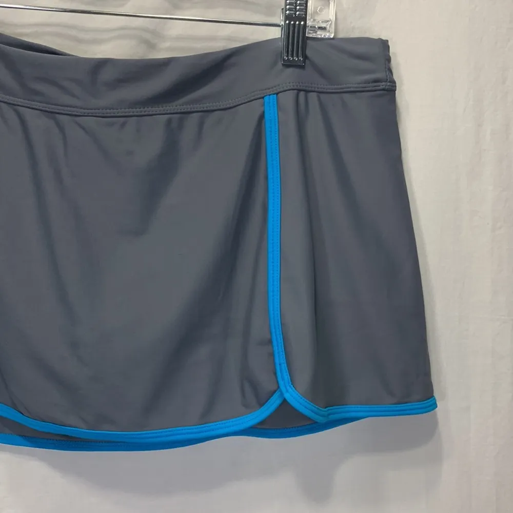 Athletic Gray and Turquoise Swim Skort with Shorts Size L 12/14 - Image 3