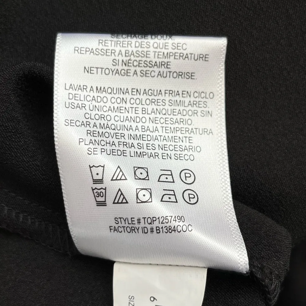 BCBGMAXAZRIA V-Neck Asymmetric Hem Side-Tie Long Sleeve‎ Blouse in Black, XS - Image 12