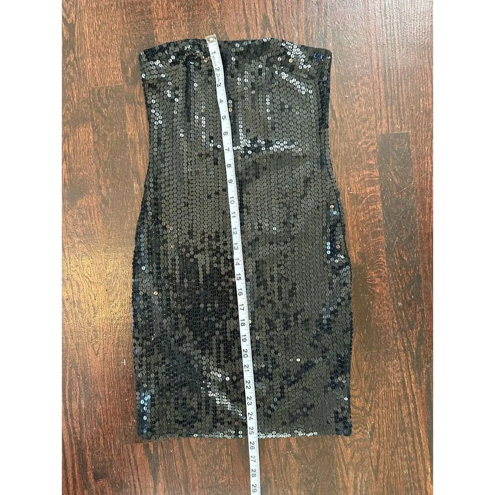 Ann Tjan for KENAR 2 Strapless Black Sequin Dress Size Small - Image 5