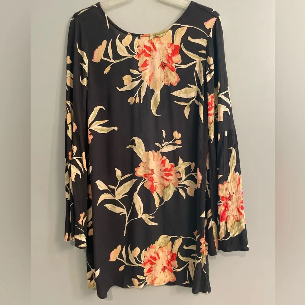 Billabong 70’s Style Floral Black Corset Back Festival Concert Comfy Dress - Image 5