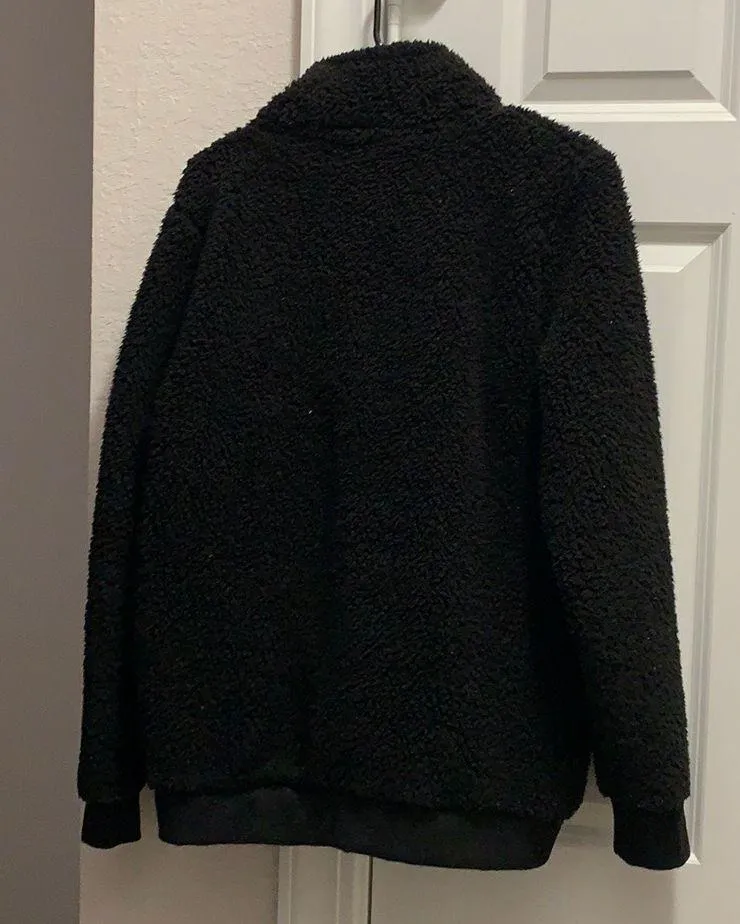 Oversized Sherpa Quarter Zip Black Size XL - Image 2