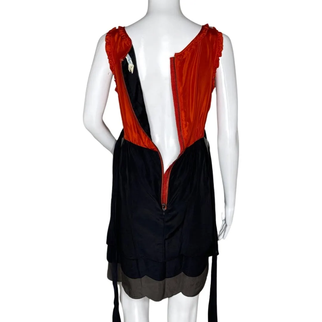 Anthropologie Maeve Dress‎ Womens 2 Orange Black Scallop Hem Preppy Classic Boho - Image 5