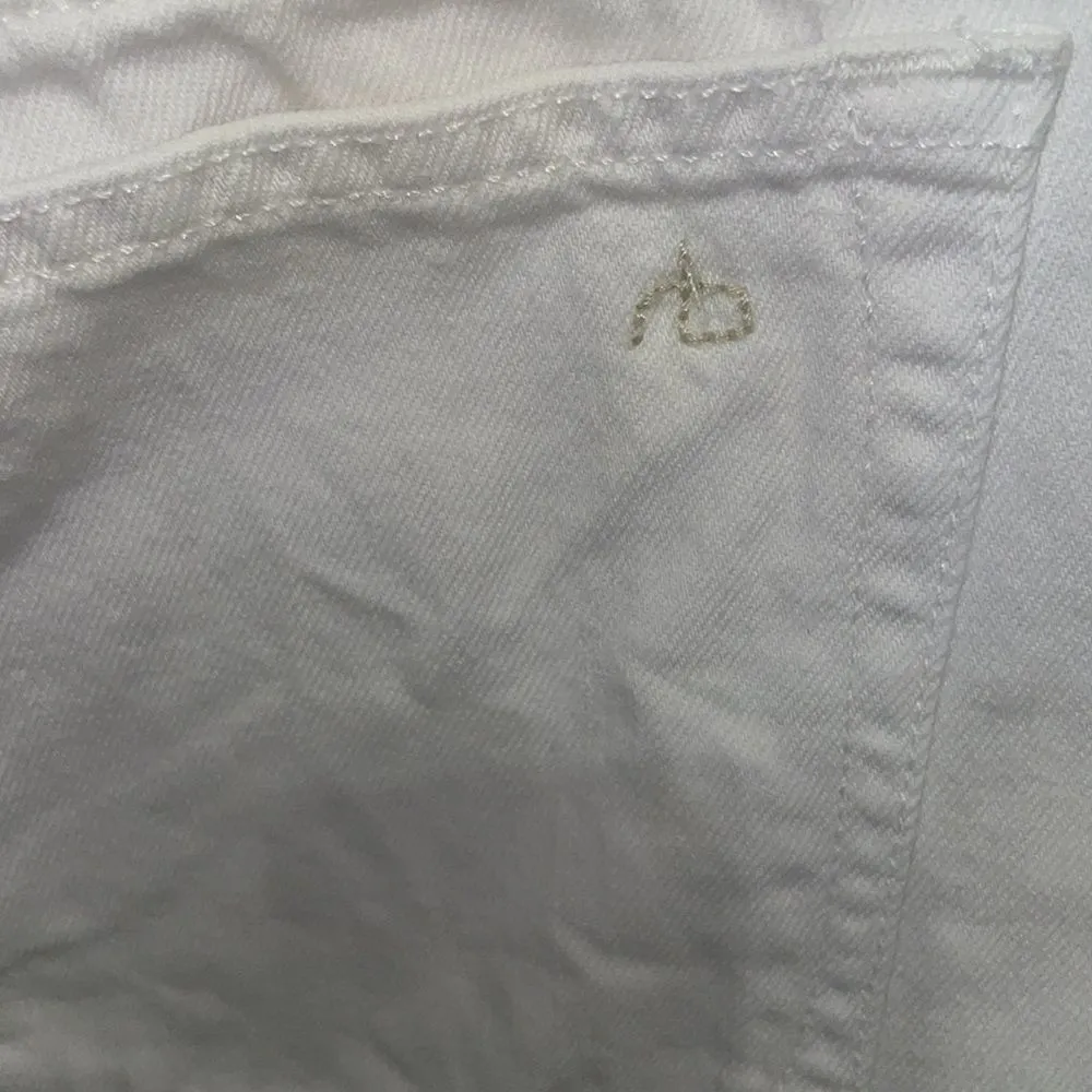 Rag & Bone White Carpenter Cuffed Hem Denim Shorts - Image 4