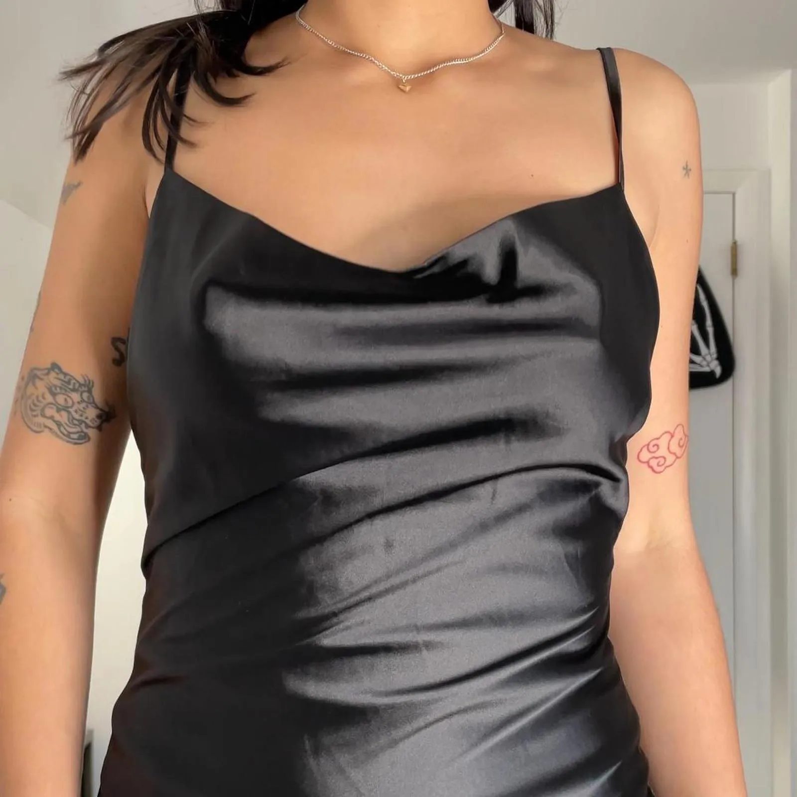 Mini black Cloud Ten dress with cowl neck and ruching. size small #minidress - Image 3