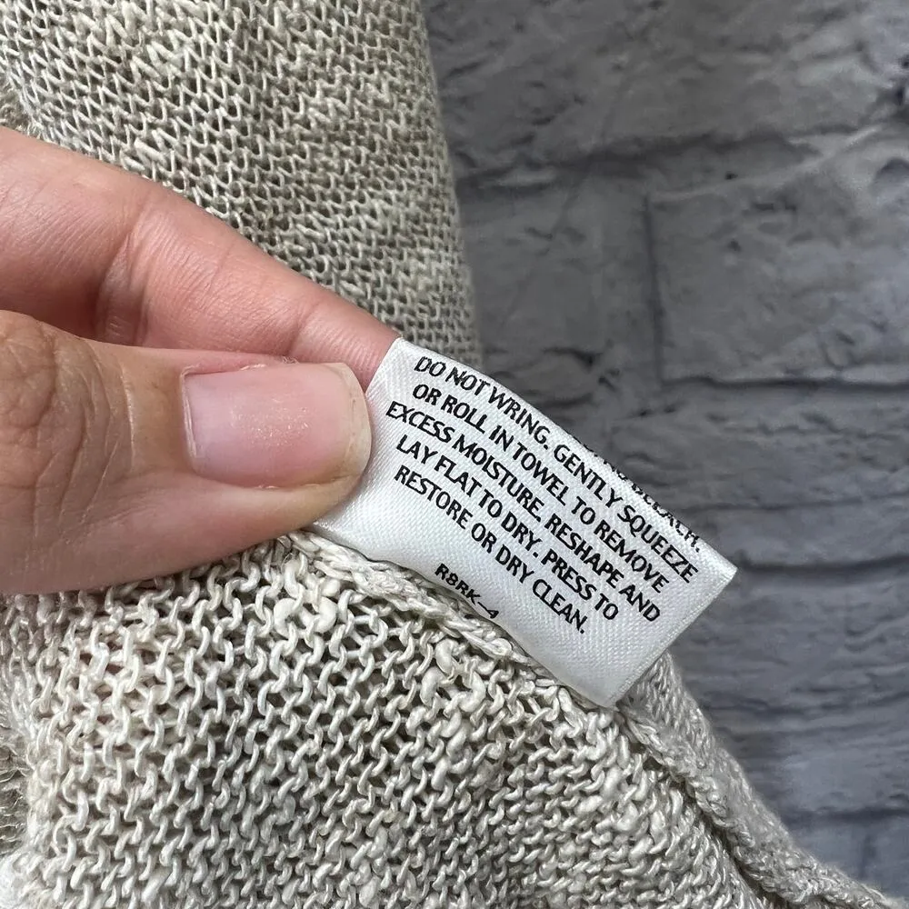 Eileen Fisher Half Sleeve Open Front Cardigan Beige Linen Cotton Blend Petite S - Image 5