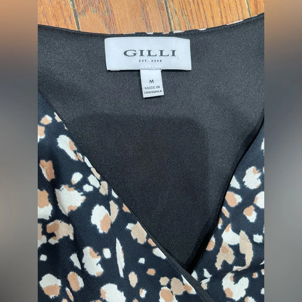 Gilli Black Dress with White and Tan Floral Pattern Size M - Image 2