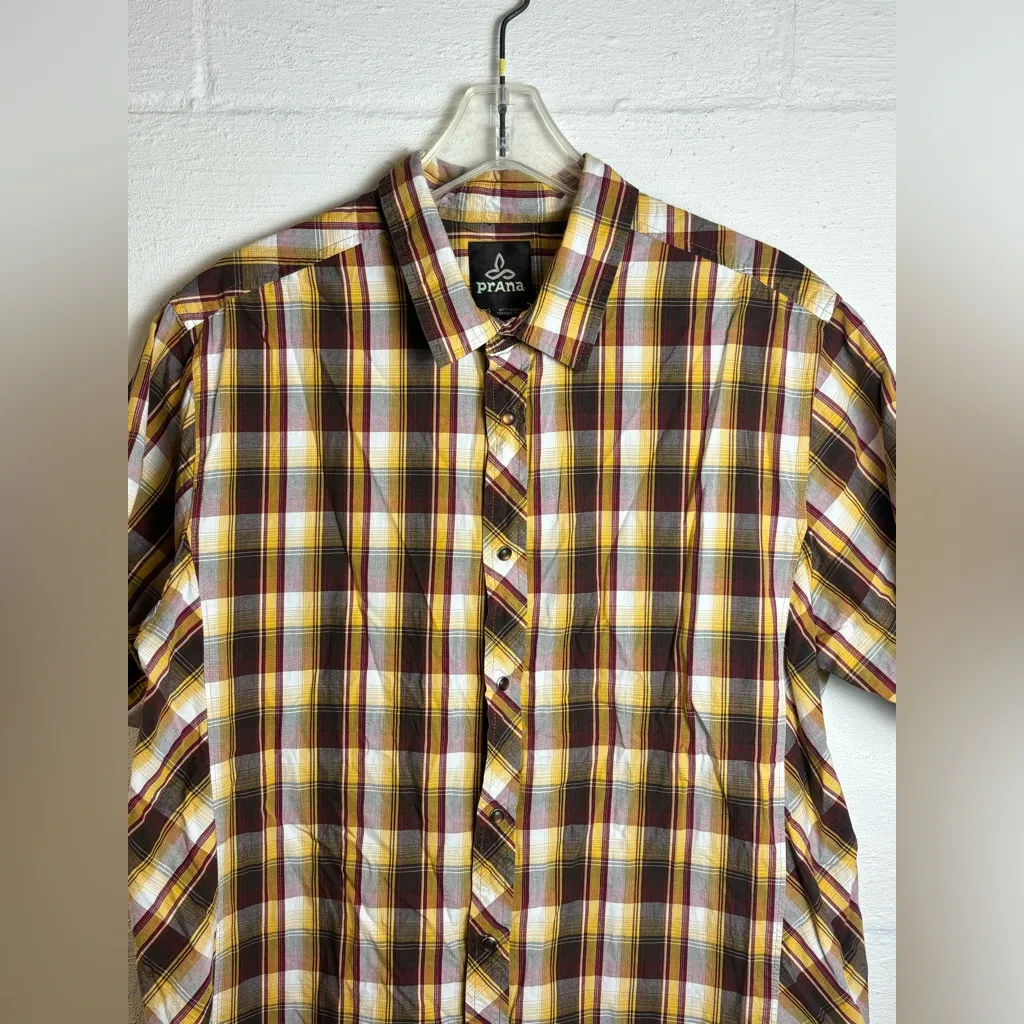 Prana Men’s Plaid Casual Snap Button Up Lightweight Western Organic Cotton Shirt - Image 2