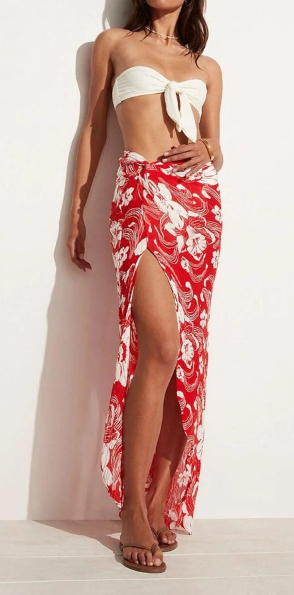 Faithfull the Brand Lulu Maxi Skirt Camara Floral Print Red, size 6 - Image 2