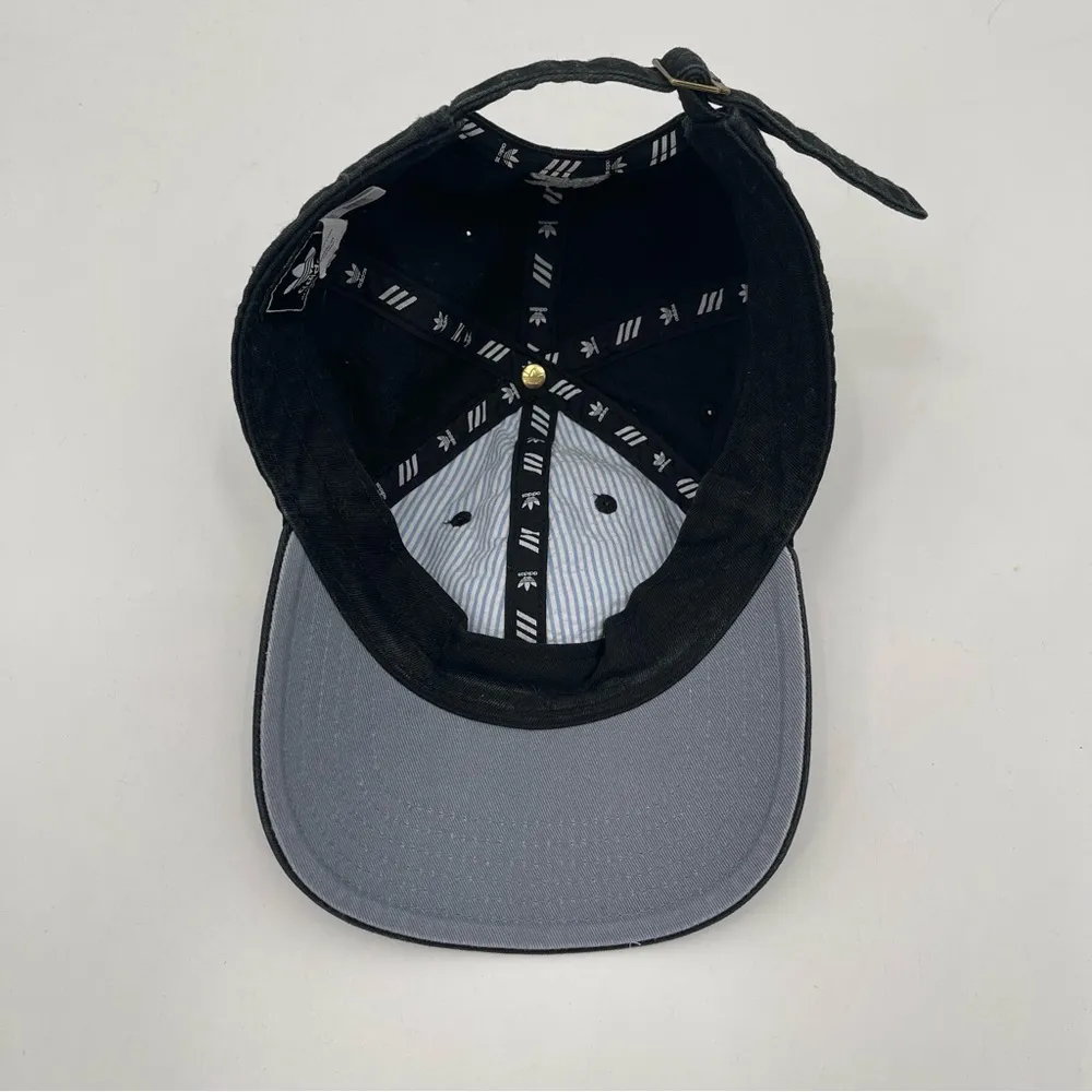 ADIDAS Baseball Hat Black White Embroidered Logo Adjustable Strap Cotton O/S - Image 7