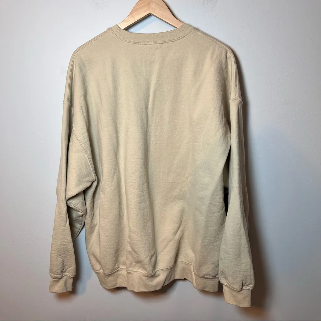 Sale Barn Reject Crewneck Women’s 2XL Beige Sweatshirt Highland Cow Heifer Bull Tan Size XXL - Image 3