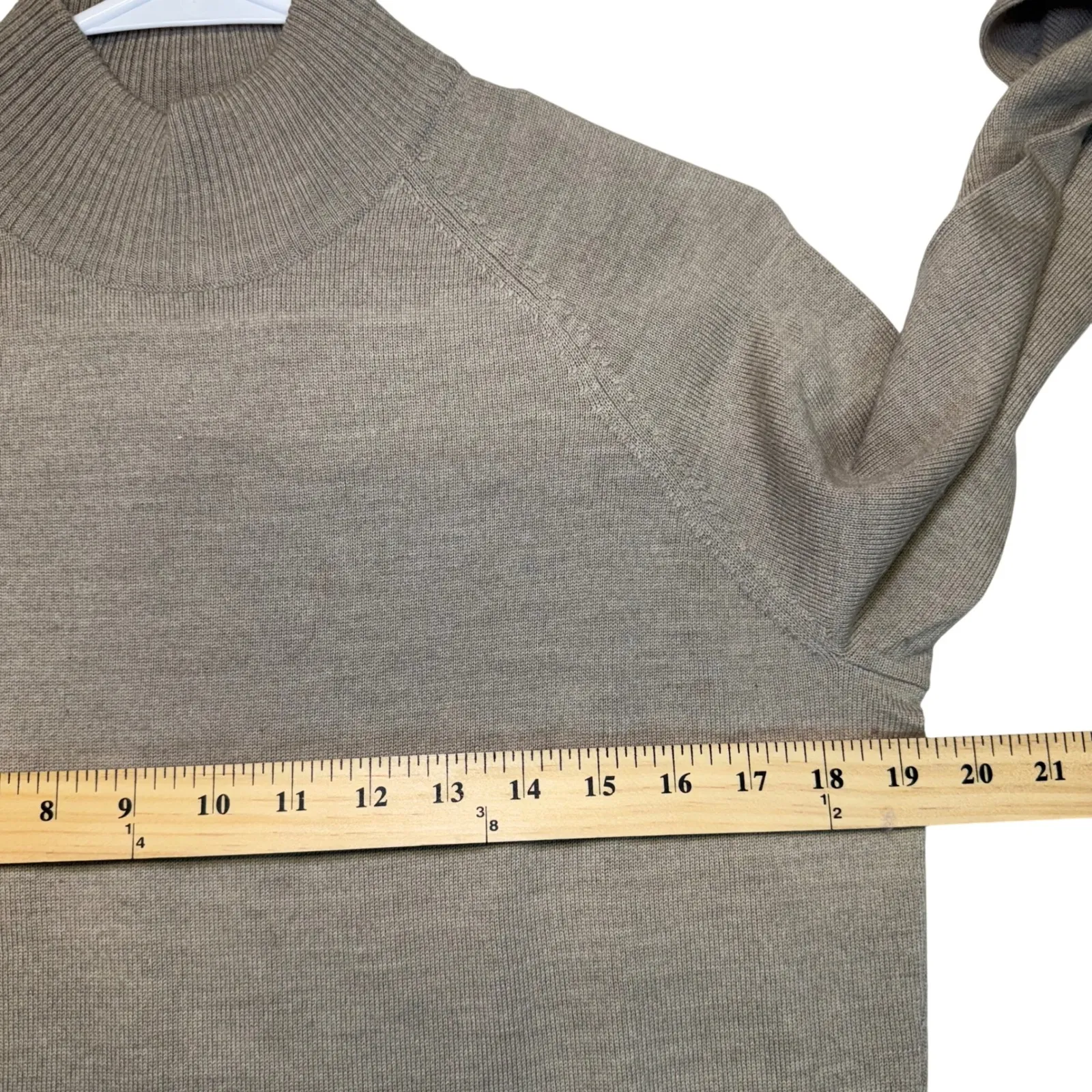 Pursuits Ltd Fine Italian Merino Wool Mock Neck Sweater Taupe Soft Chic Staple L Tan Size L - Image 6