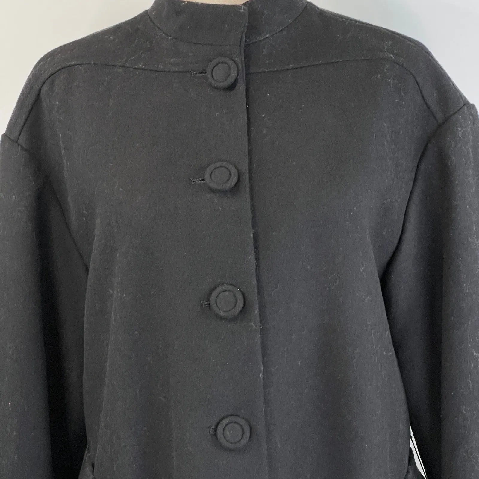 Something Navy Noelle Coat Black Wool Mid Length Belted - Image 5