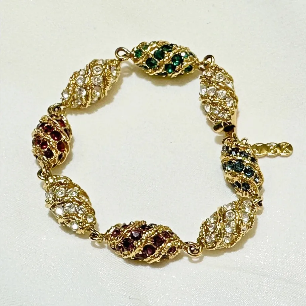 Jackie Kennedy Camrose Kross Swarovski Crystal Egg Gold Tone Bracelet - Image 3