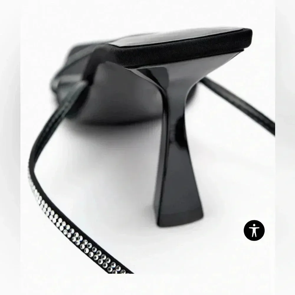 ZARA BRAND BLACK HEELED SANDALS WITH RHINESTONE STRAPS size35 size 5US - Image 5