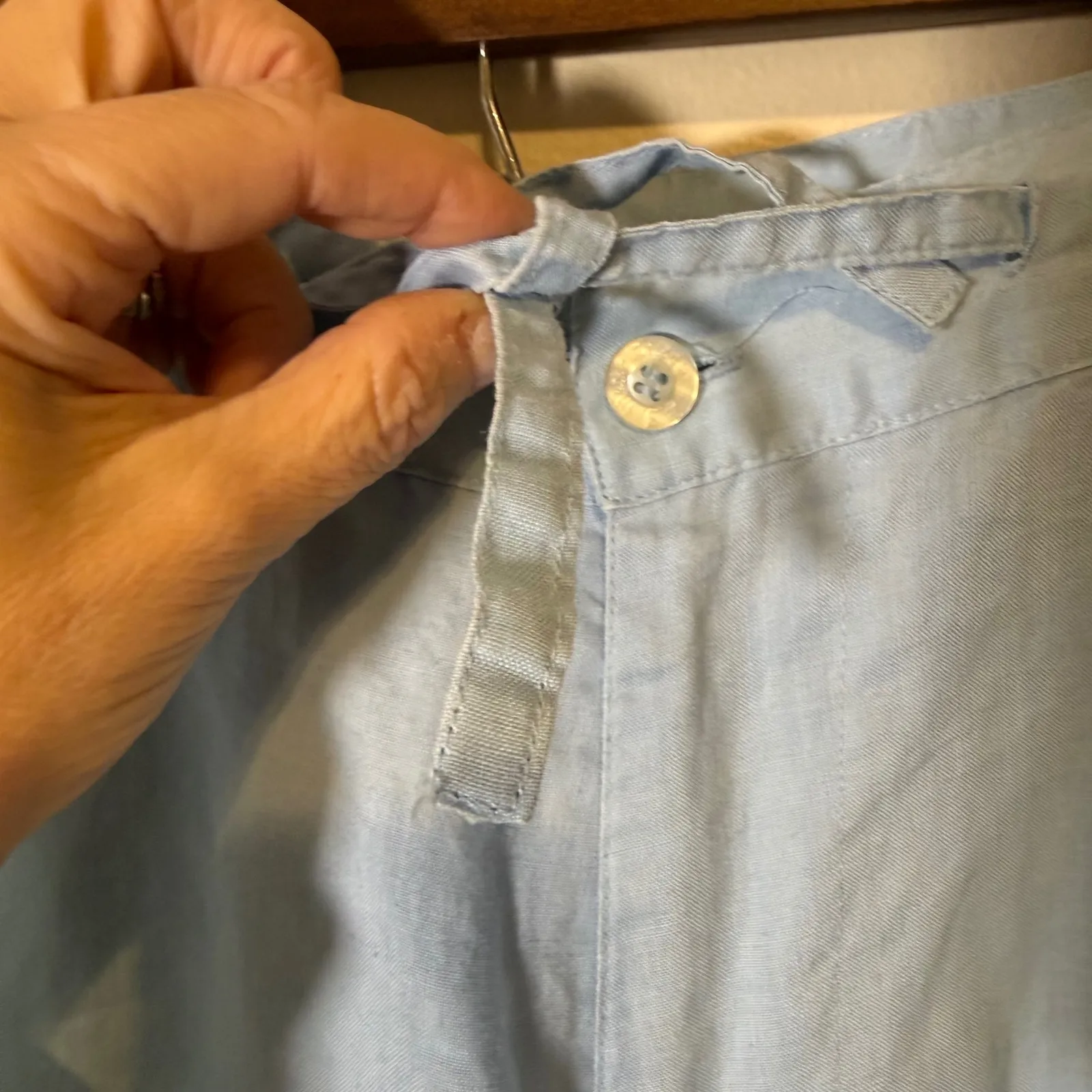 PB moore Women's Light Blue 100% Linen Wide Leg Pants Size L Vacation Beach Size L - Image 3