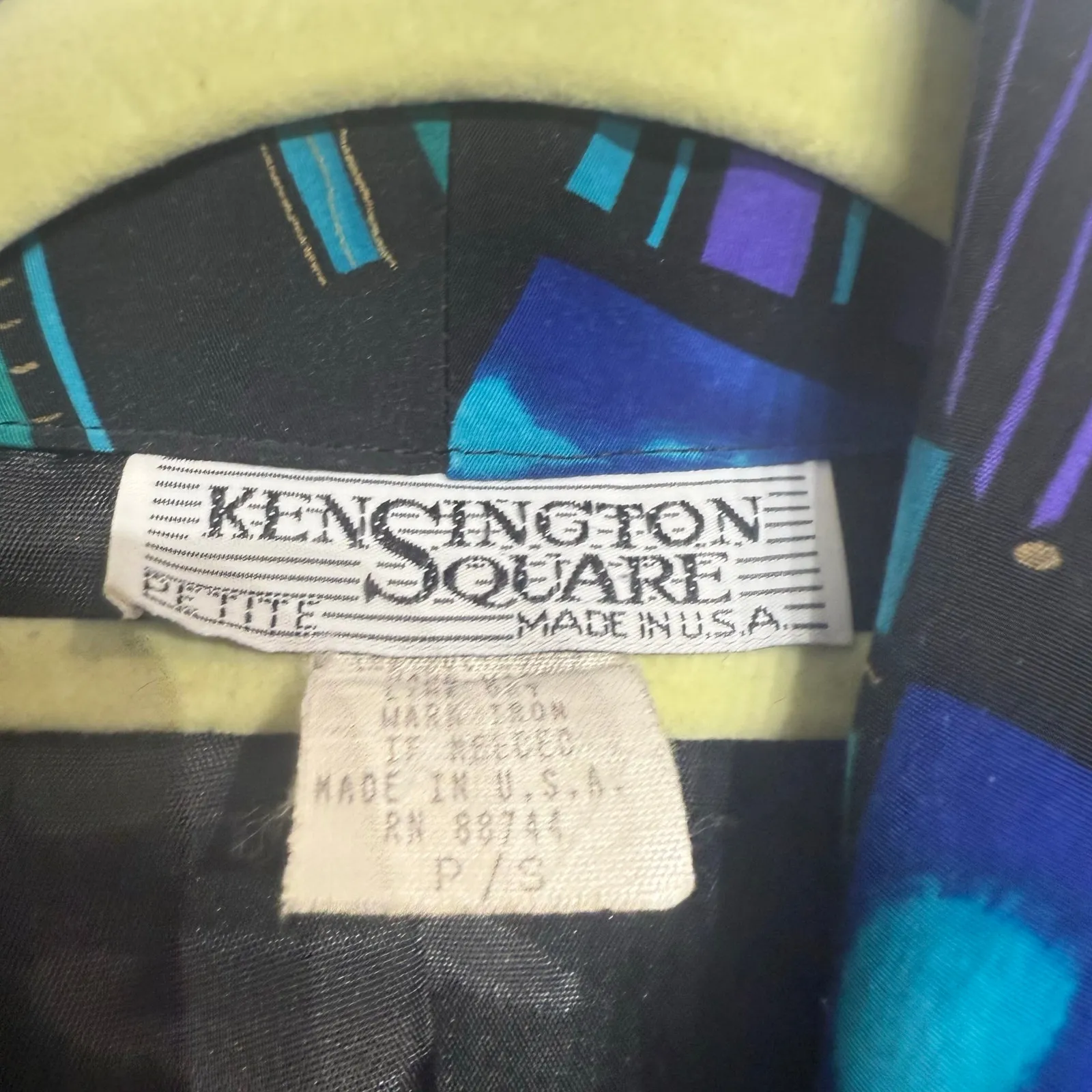 Kensington Square Blue Geometric Vintage Blazer Sz PS - Image 5