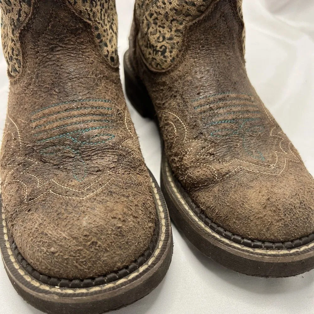 Fatbaby Cowboy Boots Women’s Western 10015363 Turquoise Heritage Leopard - Image 3