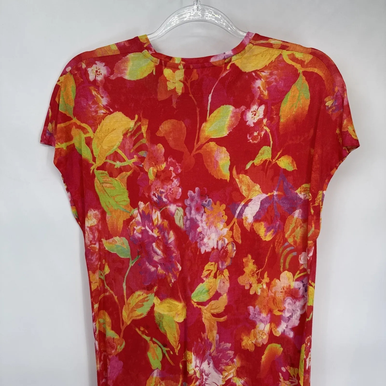 Ralph Lauren Blue Tag Sleep Dress Womens Small Red Viscose Floral Print‎ Soft - Image 5