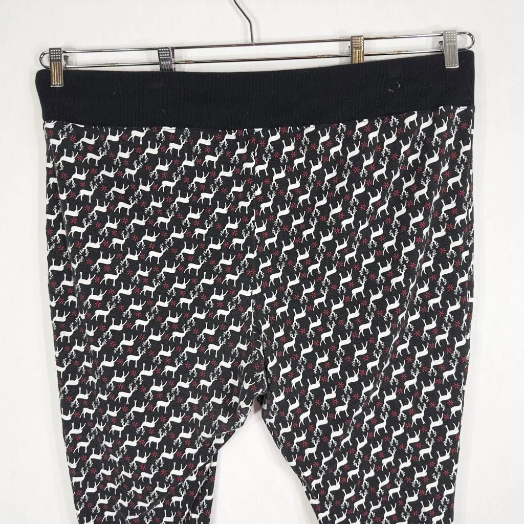 Cacique Plus Size 26W 28W‎ Pajama Pants Black White Reindeer Christmas 762 - Image 5