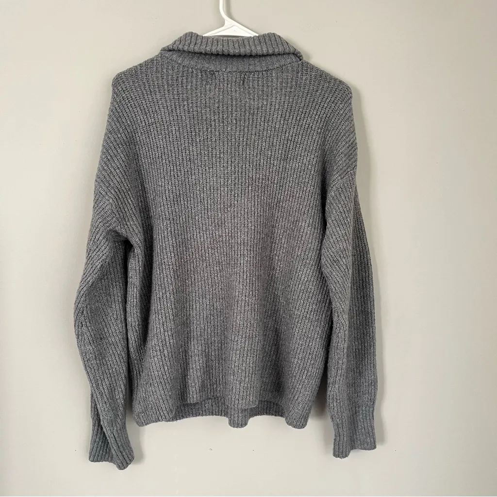Old Navy Gray Shaker-Stitch Half Zip Pullover Sweater Size Medium - Image 6