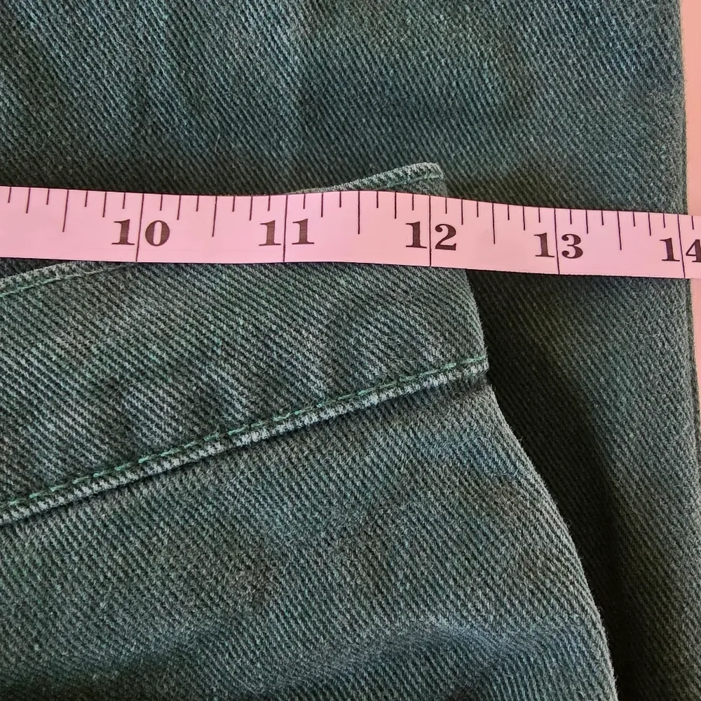 Vintage Levi's 90s Dark Green High Rise Tapered Leg Cotton Jeans Size 7 - Image 6