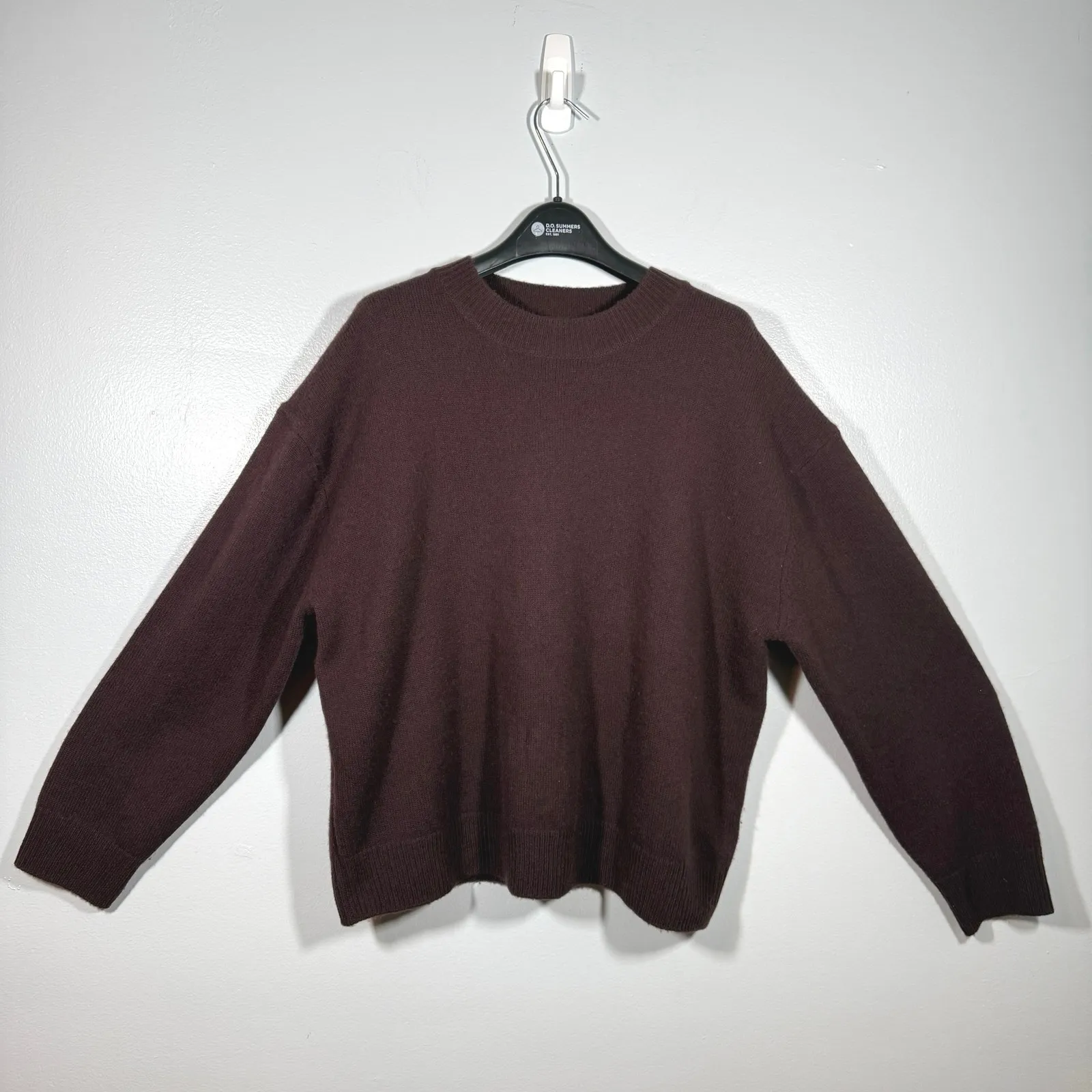 ANINE BING Lee Oversized Cashmere Crewneck Sweater Chocolate Brown Large - Image 2