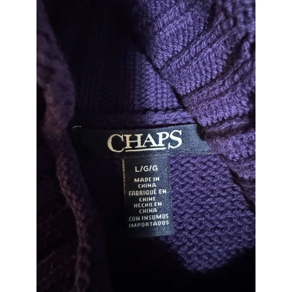 CHAPS Women‎ Size Large Knit Sweater Purple Long Sleeve Mock Neck Winter Holiday - Image 3