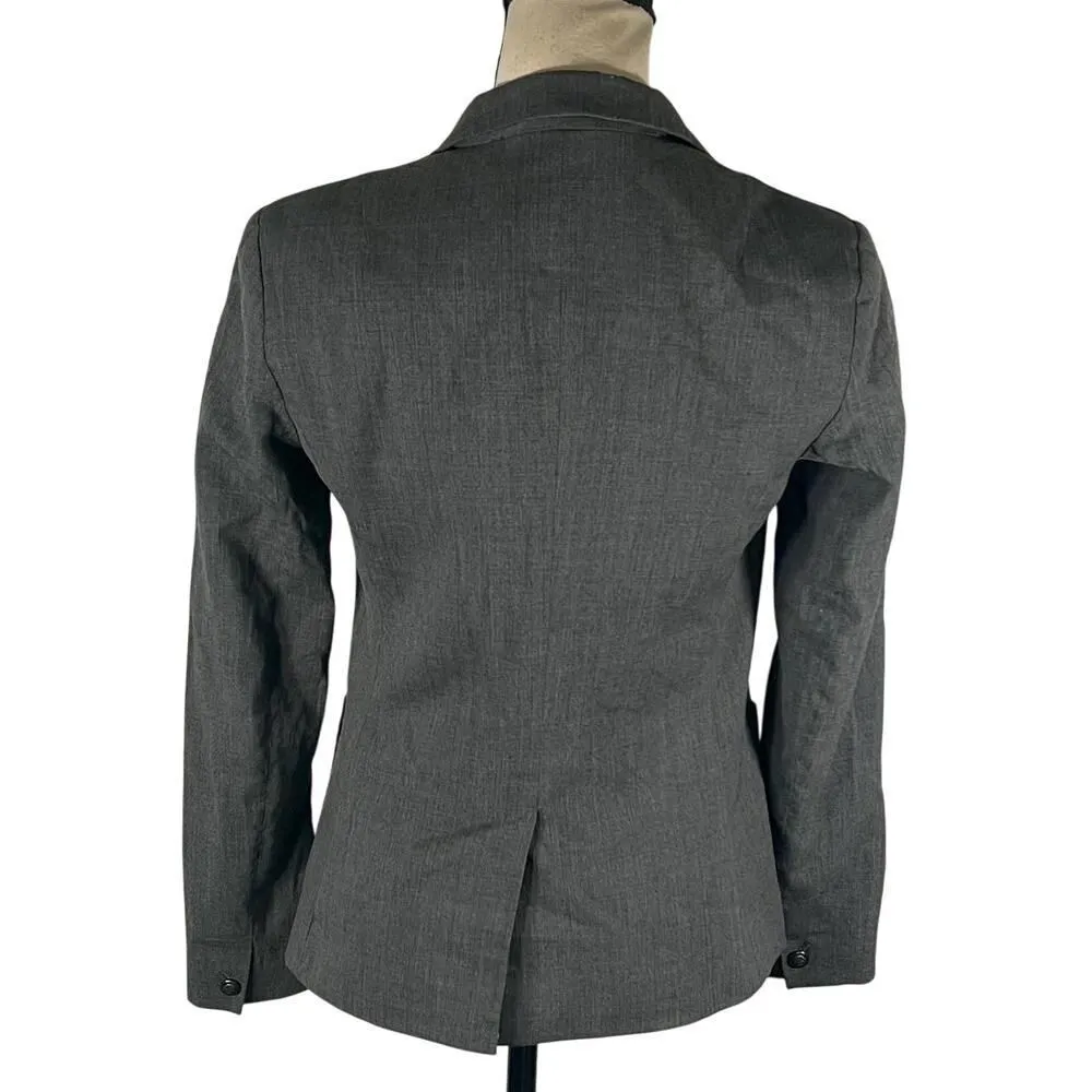 Gap Blazer Women's Size 2 Gray Wool Blend Button Front Long Sleeve Pockets Lined - Image 3