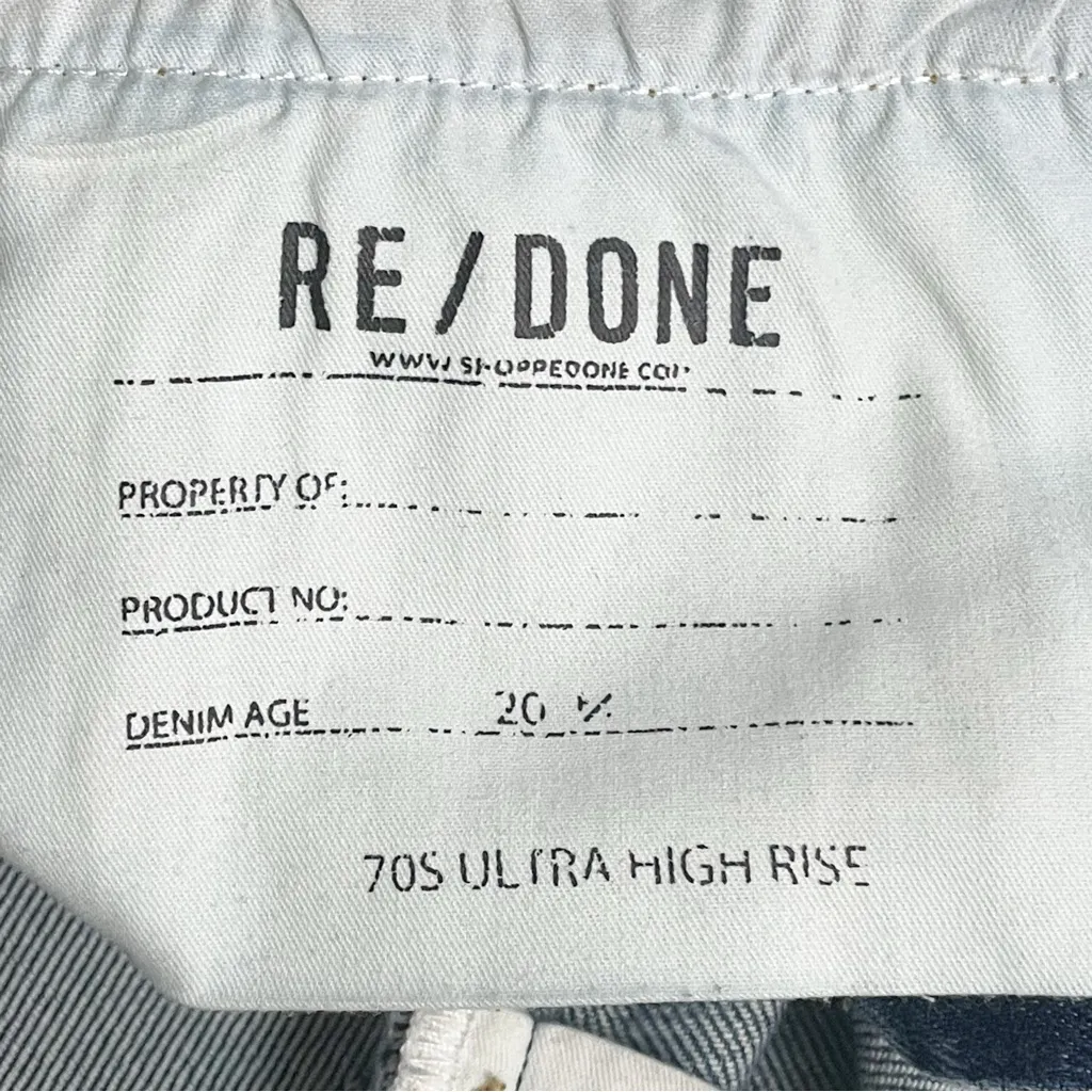 RE/DONE 70s High Rise Stove Pipe Jeans Broken In Dark Wash Size 24 Straight Leg - Image 15