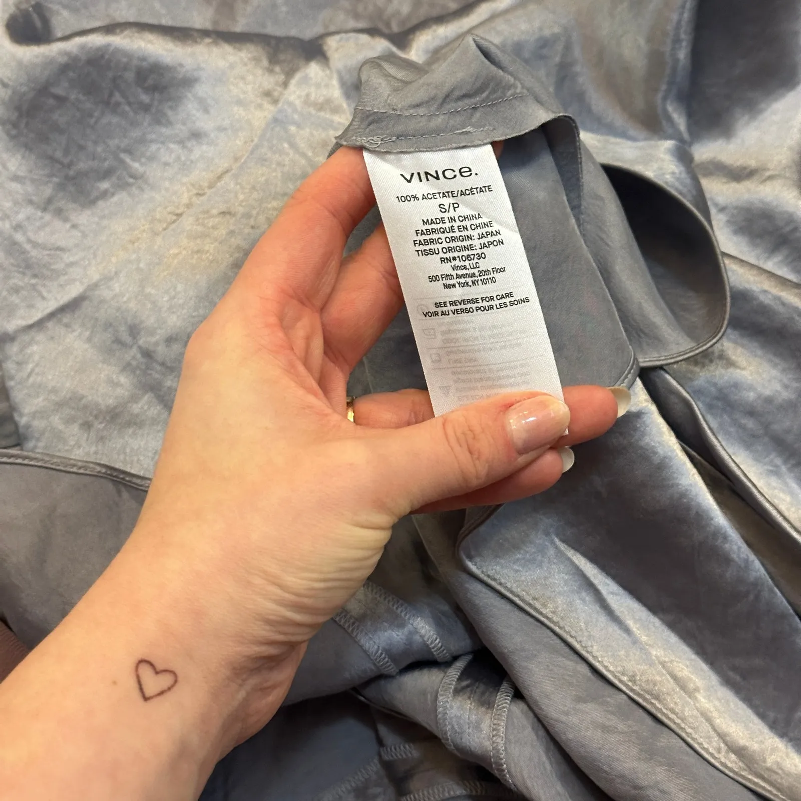 VINCE Satin Tank Sea Leaf Grey Women's Long Dress Size S $450 Bias Cut Formal - Image 4