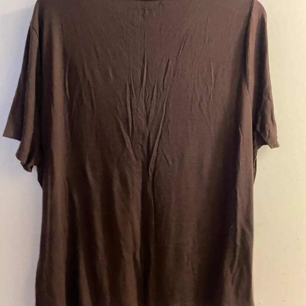 Cato Womens Dark Solid Brown V Neck Blouse Top Shirt 22/24 22W 24W Bust 52” - Image 4