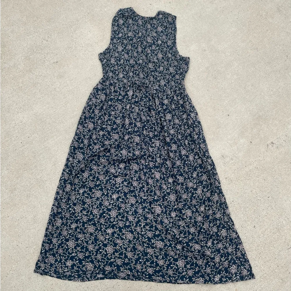 Vintage 90s‎ Women Slip On Maxi Floral Dress Cottagecore Prairie Modest Romantic Blue - Image 5