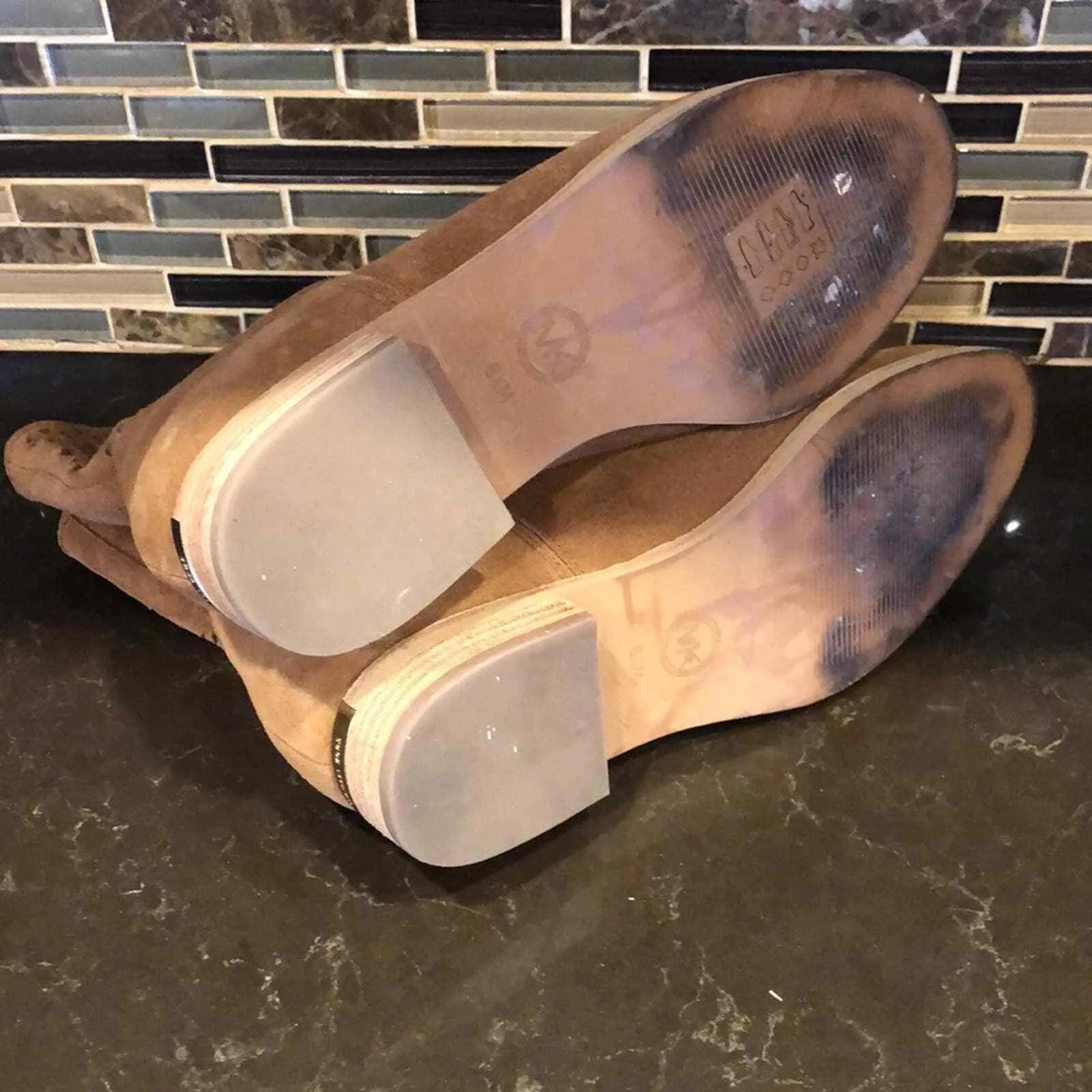 MK‎ Michael kors suede camel laser cut booties boots Women’s Size 6.5 - Image 7