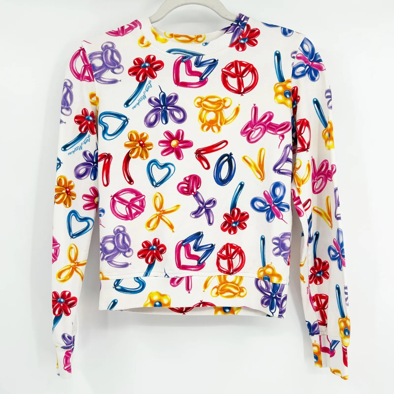 Love Moschino Womens Balloon Animal Logo Print Long Sleeve Crewneck Top Size 2 - Image 3