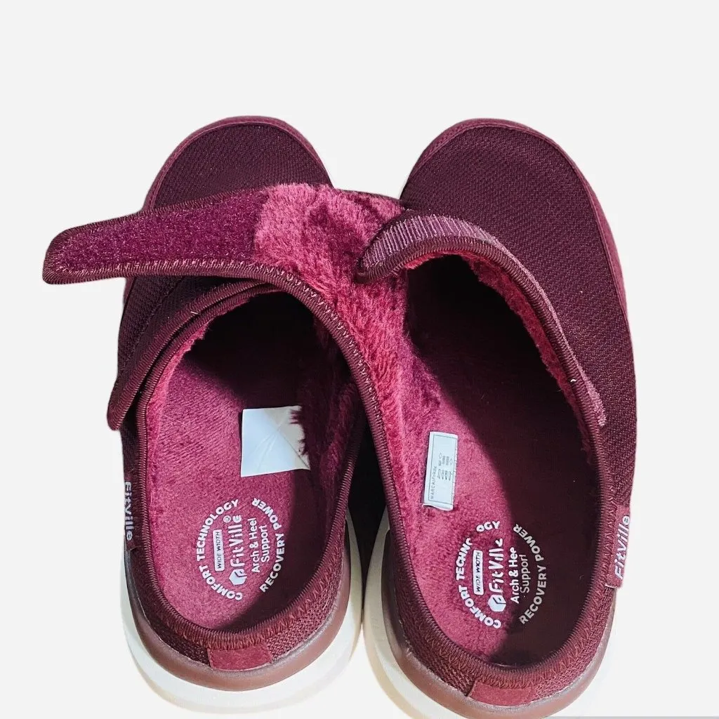FitVille Women's‎ Recovery Winter Slippers Orthopedic Fleece Lining Clogs Marca Red Size 8 - Image 6
